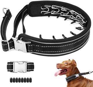 Mayerzon Prong Collar for Large Medium Dogs, Patented Reflective Pinch Collar with Metal Buckle, No Pull Adjustable Hidden Covered Dog Walking Training for Pitbull German Shepherd Doberman(Black, L)