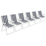 Harbour Housewares Folding Beach Deck Chair - Blue Stripe - Pack of 6 - Metal Outdoor Patio Seat for Picnic, Garden, Camping