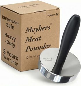 Meykers Meat Pounder Tenderizer | Smash Burger Press | 1.85 lb Heavy Duty | 304 Stainless Steel | Chicken Flattener Masher Beater Kitchen Tool | Aplanadora de Carnes y Pollo | Dishwasher Safe