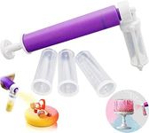 YOMIQIU Manual Airbrush for Cakes Glitter Decorating Tools, DIY Baking Cake Airbrush Pump Coloring Spray Gun with 4 Pcs Tube, Kitchen Cake Decorating Kit for Cupcakes Cookies and Desserts (Purple)