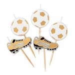 Talking Tables Football Party Shaped Cake Candles Pack of 5, White and Gold