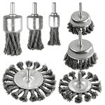 AOKLIT 7 Pack Twist Knot Wire Wheel Brush Crimped Cup Wire Wheels Brush Set for Drill with 1/4-Inch Shank for Rust Removal, Corrosion and Paint