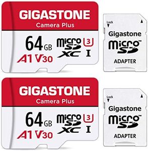 Gigastone 64GB 2-Pack Micro SD Card, Camera Plus, MicroSDXC Memory Card for Wyze, Video Camera, Security Camera, Smartphone, Fire Tablet, 4K Video Recording, UHS-I U3 A1 V30, 95MB/s, with Adapter