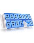 Weekly Pill Organizer 2 Times a Day Large 7 Day 2020 Newest Version Fullicon AM PM Pill Box Large Daily Pill Cases Easy Fill Medicine Box (Blue)