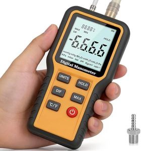 Rckskaya Manometer, Dual-Port Digital Manometer HVAC, Gas Pressure Tester