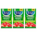 Tetley Super Green Tea Boost Strawberry & Raspberry Tea, Pack of 3, 60 Tea Bags Total