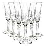 RCR 25600020006 Melodia Crystal Champagne Flute Glasses, 160 ml, Set of 6, Perfect For Parties, Newly Weds & Homeowners, Dishwasher Safe