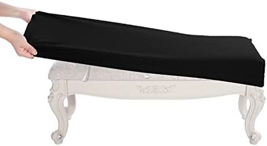 BUYUE Luxury Shoe Bench Cover, (36.5"- 48") L x (13.8"- 18") W Stretch Jacquard Washable Rectangle Long Dining Bench Slipcover (L, Black)