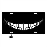 Lefolen Front License Plate Covers Black Cheshire Cat Grin,Evil Animal Pet Kitty Spooky Zombie Smile Face Auto Car Tag Vanity Plates Aluminum Novelty Mental Plate for Men Woman 6" X 12"