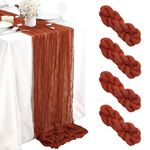 4 Packs Rust Cheesecloth Table Runners 36x120 Inches Boho Gauze Table Runner for Fall Thanskgiving Wedding Party Decor