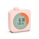 AMIR Visual Timer, 3-in-1 Clock with Visual Timer for Kids,12/24H, Large LCD Display, 60-Minute Pomodoro Visual Timer, Time Management Education Tool for Kitchen, School, Office-Pink