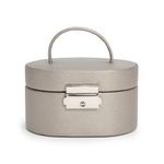 WOLF Heritage Mini Oval Box, Pewter Saffiano