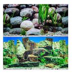 Hidom Aquarium Background Poster Double Sided - Height 19" / 50cm - Length 4 FT / 122cm - Two Scenic Pictures displaying Aquatic Backdrops - DS 500-9023/9025