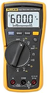 Fluke 115 Digital Multimeter, Measures AC/DC Voltage To 600 V & Current to 10 A, Measures Resistance, Continuity, Frequency & Capacitance, Includes Battery, Holster & 4mm PVC-Insulated Test Lead