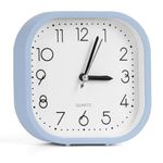 ABOUT SPACE Alarm clock - Analog Lightweight Clock for Heavy Sleepers - Battery Powered Table Clock for Study Table Home Office Students Bedroom - Blue Plastic- L12.5xB4.3xH13cm (Battery not Included)