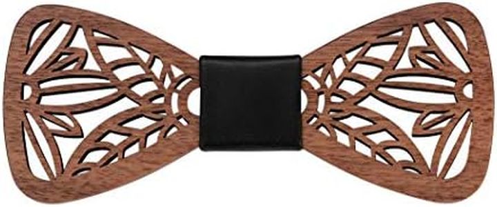 Mr.Van Handcrafted Walnut Wood Bow Tie with Cutout Design - Pre-tied Adjustable Size (12x5.8cm / 4.7x2.3) - Natural Finish - Gift Ready