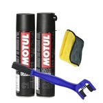 Riders Combo of 400ml - C1 Chain Clean, C2 Chain Lube with Small Microfiber Cloth 25cm X 25cm and Bike Chain Clean Brush