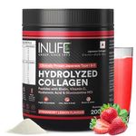 INLIFE Japanese Collagen Supplements for Women & Men | Hydrolyzed Collagen Powder For Skin, Hair & Joints | Clinically Proven Ingredient with Biotin, Hyaluronic Acid (Strawberry, Collagen, 200g)