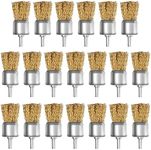 ATOPLEE 20pcs Brass Coated Wire Brush Wheel & Cup Brush Set with 1/4-Inch Shank,Diameter 30mm Wire Brush Set for Removal of Rust/Corrosion/Paint