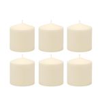 Stonebriar 6 Pack Tall 3 x 3 Inch 18 Hour Long Burning Unscented Ivory Wax Pillar Candles