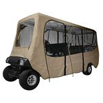 Classic Accessories 40-051-345801-00 Fairway Extra Long Roof 6-Person Deluxe Golf Cart Enclosure Khaki