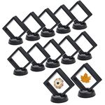 KMOTASUO 3D Floating Display Case, Transparent Film 3D Floating Coin Display Frame Holder Stands for Challenge Coin AA Medallions Jewerly Fossils Rocks, 2.75 x 2.75 x 0.75 Inches (Black-12Pcs)