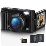 Digital Camera,4K UHD 48MP Autofocus Vlogging Camera for Youtube with 16X Digital Zoom,180° Flip screen Camera with 32G Card and UV lens,Compact Camera for Teenagers, Beginners,Adults