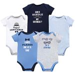 Luvable Friends Baby Girls' Cotton Bodysuits T-Shirt Set, Gentleman 5 Pack, 3-6 Months (6M)