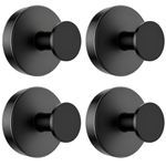 V-Kitpater Heavy Duty Suction Hooks 4 Pack Black, 304 Stainless Steel No Drill Hooks for Bathroom Kitchen Tile Glass, Wreath Hanger Front Door UPVC, 10lb Waterproof Reusable No Residue