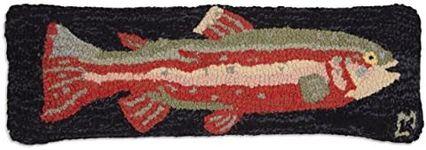 Chandler 4 Corners Artist-Designed Steelhead Trout Hand-Hooked Wool Decorative Throw Pillow (8 in x 24 in) Lake & Lodge Pillow for Couches & Beds - Easy Care & Low Maintenance - Lake House Pillow