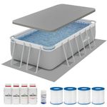 Dellonda 13ft Deluxe Steel Frame Swimming Pool Rectangular with Accessories - DL139