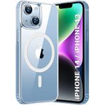 TheGiftKart Ultra-Hybrid Crystal Clear Back Case Cover for iPhone 13 / iPhone 14 | Shockproof Design | Hard Back Cover for iPhone 13 / iPhone 14 (PC & TPU, Magsafe Compatible, Clear)
