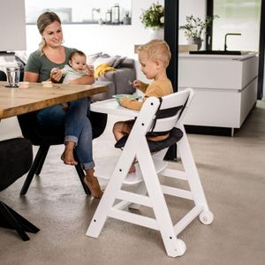 hauck Beta+ Wooden High Chair – Whitewashed Adjustable Seat