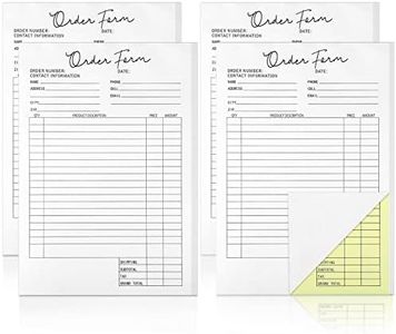 Spakon 4 Pack Order Forms Book for Small Business Carbonless Receipt Book 5.5 x 8.5 Inches 2 Part Order Form Pad Sales Invoice Book Duplicate Copy Purchase for Cake Bakery Order Form 25 Sets Per Book