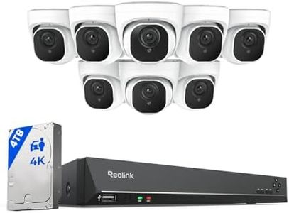 REOLINK 4K PoE Security Camera System Wired, 8pcs 8MP PoE Cameras, Smart Person/Vehicle Detection, 16CH NVR with 4TB HDD, H.265, 24/7 Recording, High Bitrate & Clear Stream, RLK16-800D8