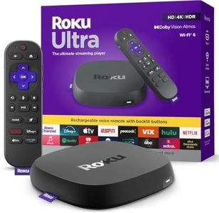 Roku Ultra - Ultimate Streaming Player (Renewed) - 4K Streaming Device for TV with HDR10+, Dolby Vision & Atmos - Bluetooth & Wi-Fi 6- Rechargeable Voice Remote Pro with Backlit Buttons (Renewed)