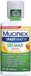 Mucinex Fast-Max Maximum Strength DM MAX, Symptom Relief, Cough Suppressant and Expectorant, Honey & Berry Flavor, 6 FL OZ