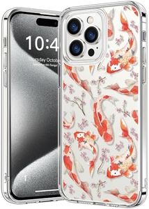 bicol Compatible with iPhone 15 Pro Case,Crystal Clear Cover with Fashionable Designs for Girls Women,Slim Fit Shockproof Protective Acrylic Phone Case 6.1 inch,Elegant Fishes