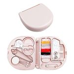 Travel Sewing Kit 1 Pack Portable Mini Sewing Kit Including Hand Sewing Needles, Threads, Small Scissors, Tweezers, Buttons, Straight Pins, Safety Pin, Threader, Pink Storage Case, for Home, Travel