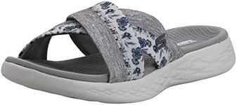 Skechers Women's Performance, On The GO 600 - Blooms Sandal, White/Grey, 8 W US