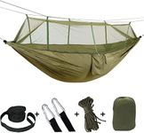 Anti-roll Double Hammock Camping Hammock - Double Hammock with Removable Mosquito Net Portable Hammocks for Trees with Adjustable Tree Straps for Travel, Camping