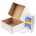 Packaging Hero 25 x 20 X 10 cm (aprox. 10" x 8" x 4") White Corrugated Cardboard Mailing Boxes, gift boxes, e-commerce box with free clear round stickers (10 pack)