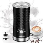 SEEDEEM Milk Frother, 5 in 1 Electric Milk Frother and Steamer, 8.79oz/260ml Automatic Hot and Cold Foam Maker with 2 Whisks for Coffee, Latte, Cappuccino, Hot Chocolate, Black…