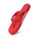 YOHO ArchFlex orthopedic slippers for women | Arch support for pain relief | Soft, Anti-Skid, lightweight | comfortable padded straps flip flops for Everyday | Coral Red - UK 6