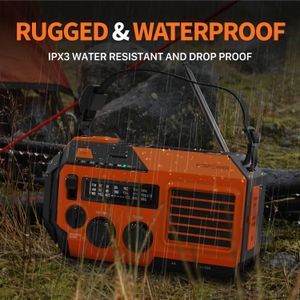 FosPower Emergency Weather Radio – Portable Hand Crank, Orange