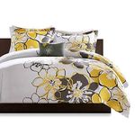 Mizone Allison 4 Piece Duvet Cover Set, Yellow, Full/Queen