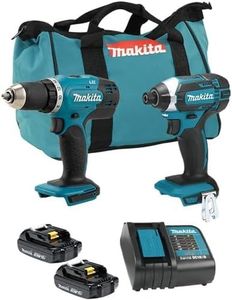 Makita DLX2141Y02 18V LXT Cordless Compact 2-Tool Combo Kit with 2 Batteries (1.5 Ah), Charger & Tool Bag