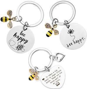 BOBOZHONG Regalo Maestro Llavero,3 piezas Regalo de acción de Gracias,llavero abeja,Bee Thank You Gift Keyring,Regalo del dia del Maestro Regalo para profesores de primaria y secundaria