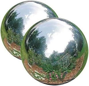 ROME Stainless Steel Gazing Balls, Silver, 10" Dia., 2 Pack