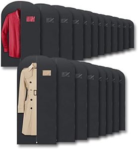 Plixio Garment Bags Suit Bag for Travel and Clothing Storage of Dresses, Dress Shirts, Coats— Includes Zipper and Transparent Window (Black - Mixed Sizes: 20 Pack)
